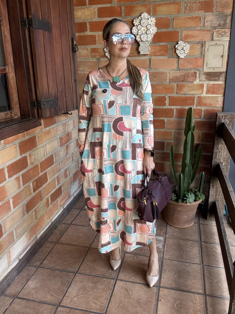 Vestido Soraia fundo colorido - comprar online