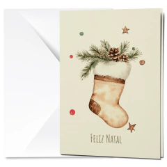 Cartão de Natal - 5 unidades com envelopes - tamanho 10x15cm - kit Natal Cobre - Fábrica de Pôster