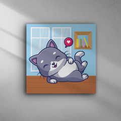 Quadro Decorativo Pet infantil - Gatinho deitado - 20x20cm - comprar online