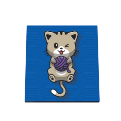 Quadro Decorativo Pet infantil Gatinho Bola de lã - 20x20cm