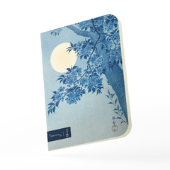 Caderno Ohara koson - Blossoming Cherry on a Moonlit Night Capa Flexível Toque Aveludado 80 Páginas 20x14cm - Fábrica de Pôster