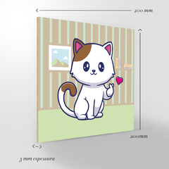 Quadro Decorativo Pet infantil - Gatinho coração - 20x20cm na internet