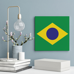 Quadro Decorativo Copa do Mundo Bandeira do Brasil - 20x20cm - Fábrica de Pôster