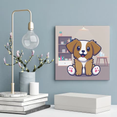 Quadro Decorativo Pet infantil - Doguinho Caramelo - 20x20cm - Fábrica de Pôster