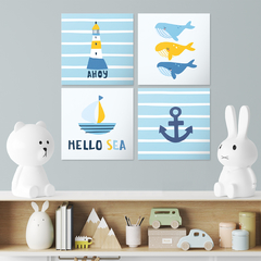Quadro Decorativo - Infantil - Náutico 4 quadros - Fábrica de Pôster
