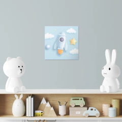 Quadro Decorativo - Infantil - 3d Foguete Azul - Fábrica de Pôster