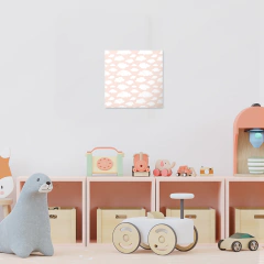 Quadro Decorativo - Infantil - Pattern Nuvens Rosa - Fábrica de Pôster