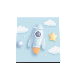 Quadro Decorativo - Infantil - 3d Foguete Azul