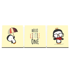 Quadro Decorativo - Infantil - Pinguim pequeno 3 quadros