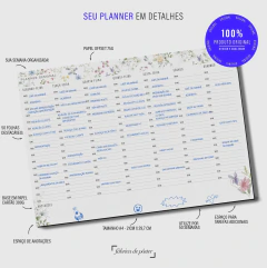 Bloco Planner Semanal com Horário Jardim 50 folhas tamanho A4 - comprar online