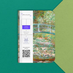 Caderno "Ponte Sobre o Lago de Lírios D'água" Claude Monet - Capa Flexível com Toque Aveludado, 80 Páginas, 20x14cm - comprar online