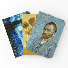 3 cadernos Van Gogh - Capa Flexivel com Toque Aveludado, 80 Páginas, 20x14cm
