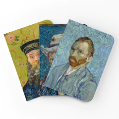 Cadernos Kit Retratos Van Gogh com 3 unidades - Capa Flexível com Toque Aveludado, 80 Páginas cada, 20x14cm