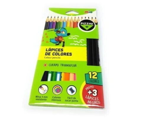 Lápices de Colores Pizzini x12 Largos