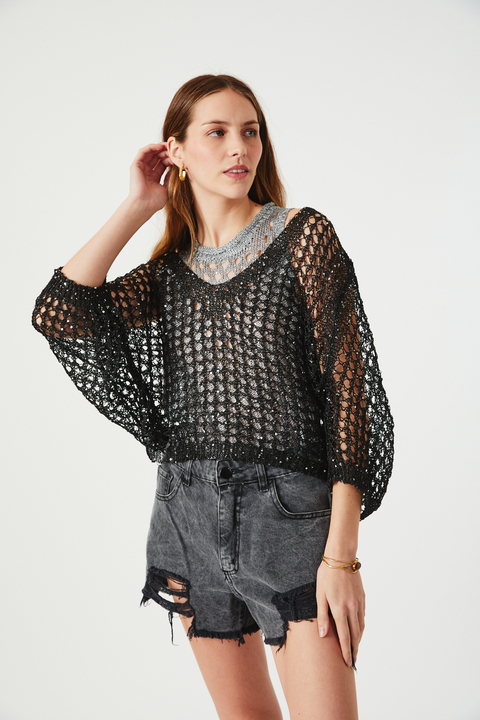 Remera Lentejuelas Negro