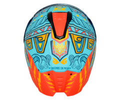 Casco Integral Axxis Hawk Ay Güey Tlaloc Azul Mate - HIJO DE LA MOTO