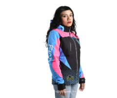 Chamarra de Moto para Mujer Fiato CHA-033 Negro / Rosa / Azul - comprar en línea