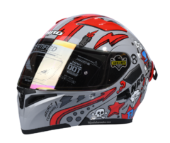 Casco Abatible Hro 3400 Dv Evo Doodle Gris / Rojo Brillante en internet