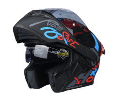 Casco Abatible Hro 3400 Dv Evo Yeah Negro / Rojo Mate - HIJO DE LA MOTO