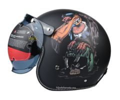 Casco Abierto 3/4 Noss Ns-639 Zopilote Negro Mate