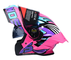 Casco Abatible Noss Ns-x90 Wasp Rosa / Azul Brillante - comprar en línea