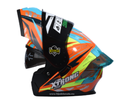 CASCO ABATIBLE XTRONG XTR-901 COQUER CON LUZ - NARANJA BRILLANTE - comprar en línea