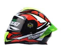 CASCO ABATIBLE XTRONG XTR-901 MASK CON LUZ - ROJO / NEON BRILLANTE