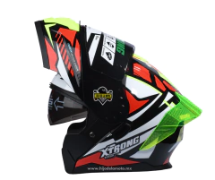 CASCO ABATIBLE XTRONG XTR-901 MASK CON LUZ - ROJO / NEON BRILLANTE - comprar en línea