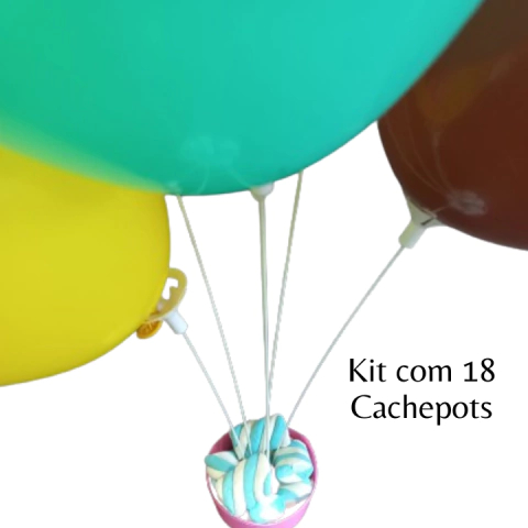 Kit 18 Suportes Balão 5 Hastes Varetas Cachepot Decoração e Centro de Mesa Festa Bexiga Aniversario