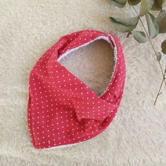 Babero bandana rojo lunares blancos