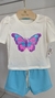 Conjunto Azul Paetês Borboleta