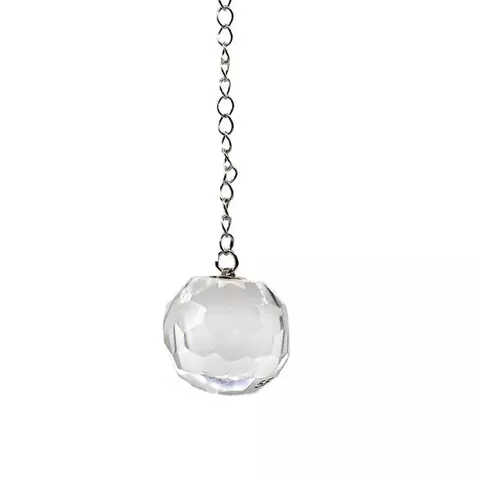 PÊNDULO ESFERA MULTIFACETADA QUARTZO CRISTAL - SABEDORIA E PURIFICAÇÃO