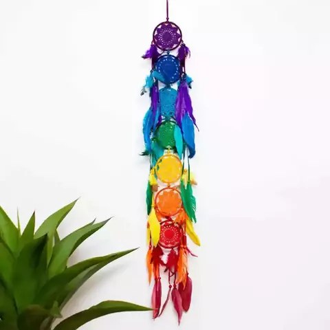 FILTRO DOS SONHOS 7 CHAKRAS EM CROCHÊ 66cm