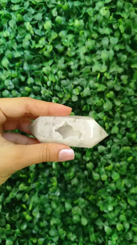 PONTA BITERMINADA AGATA NATURAL COM DRUSA VAZADA 105G - SORTE E EQUILÍBRIO