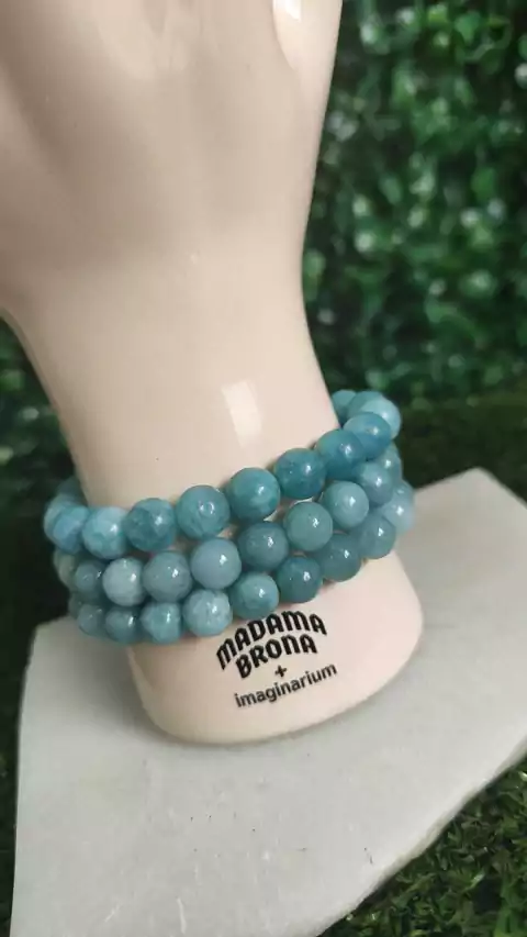 PULSEIRA ÁGUA MARINHA 8MM - CALMANTE E PROTETOR