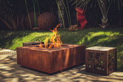 Lareira One Quadrada em aço corten - ArtKorten Laser Design