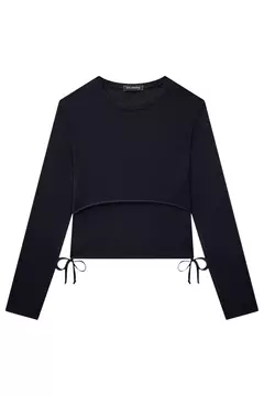 Blusa Vic&Vicky Canelado Preto