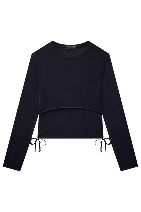 Blusa Vic&Vicky Canelado Preto