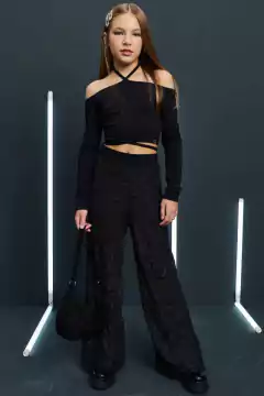 Conjunto Vic&Vicky Crooped e Calça com Brilho