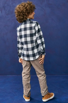 Conjunto Lucboo Camisa Xadrez Azul e Calça Bege - comprar online