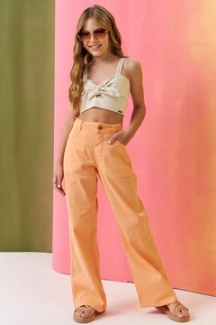 Cropped Vic&Vicky em Linho Zouk Bege - comprar online