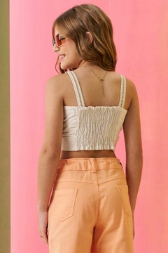 Cropped Vic&Vicky em Linho Zouk Bege na internet