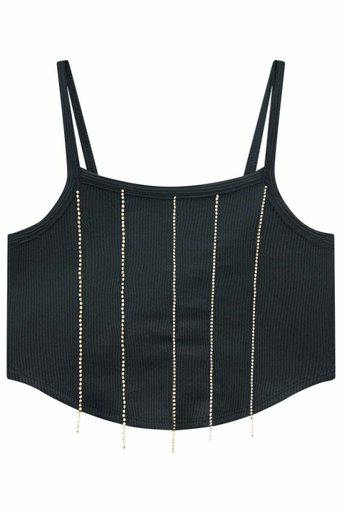 Blusa Vic&Vicky Crooped Soft Line Preto