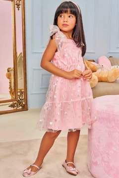 Vestido Kukiê Rosa Tule Corações - comprar online