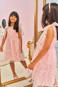 Vestido Kukiê Rosa Tule Corações na internet