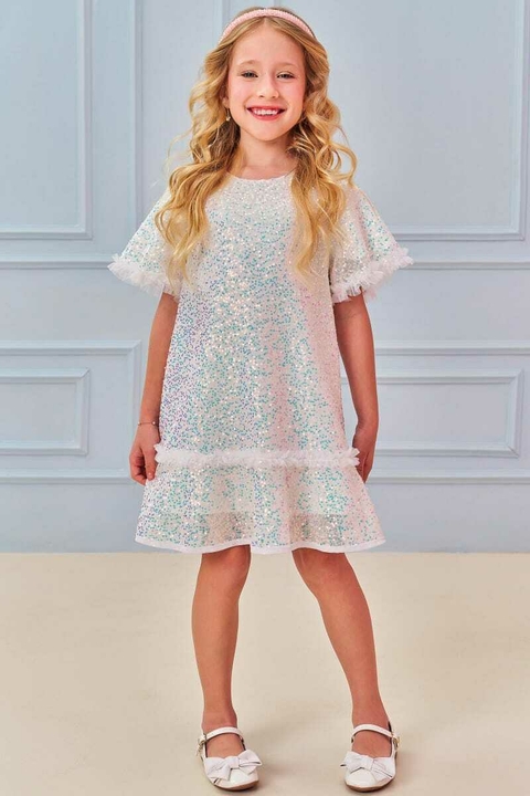 Vestido Kukiê Off White Brilhante