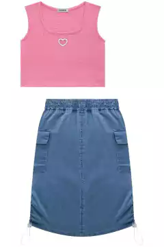 Conjunto Infanti Blusa Regata e Saia Rosa - comprar online