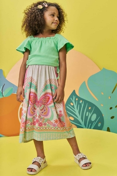 Conjunto Infanti Blusa e Saia Borboleta Colorida
