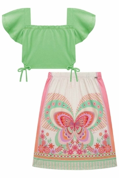 Conjunto Infanti Blusa e Saia Borboleta Colorida - Amora