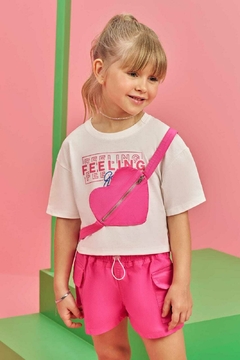 Conjunto Infanti Blusa com Coração e Short Rosa - comprar online
